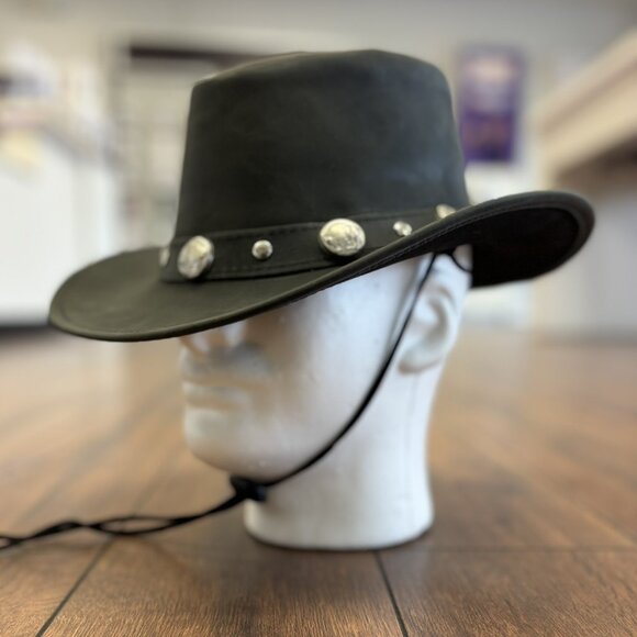 Real Leather Hats Western Style for Men and Women shapeable Brim vintage look. - Picture 6 of 9
